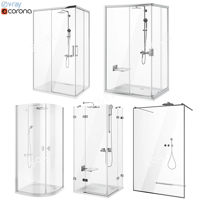 Ravak & Radaway Set 88 Shower Combo 3D model image 1