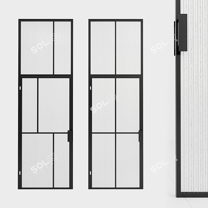 Sleek Glass Partition with Swing Door 3D model image 1