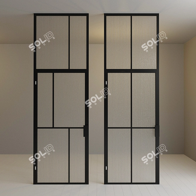 Sleek Glass Partition with Swing Door 3D model image 2