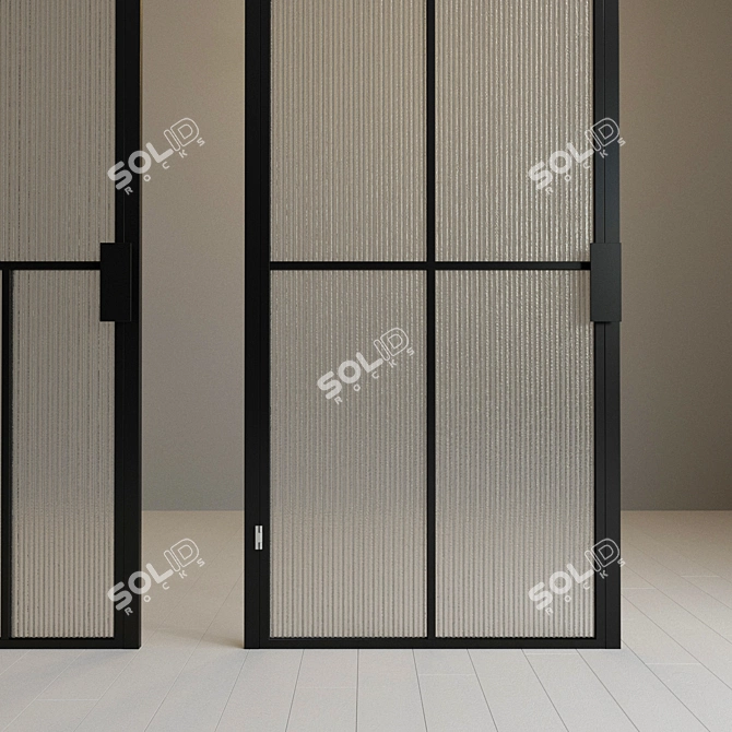 Sleek Glass Partition with Swing Door 3D model image 3