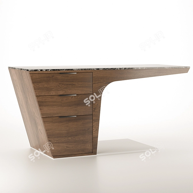 Bismark Wood and Stone Desk 3D model image 2