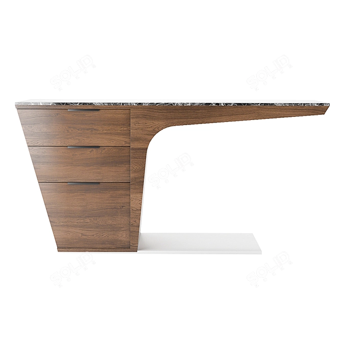 Bismark Wood and Stone Desk 3D model image 4