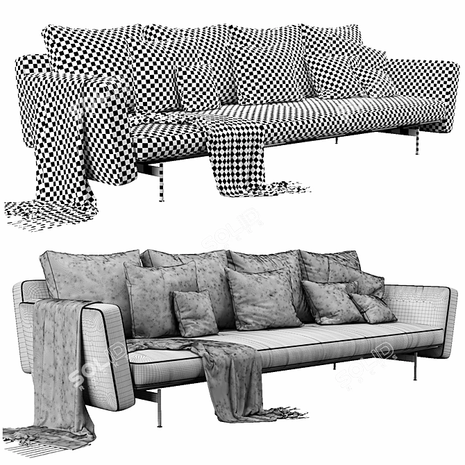 Modern Minimalist B&B Italia SAKE Sofa 3D model image 3