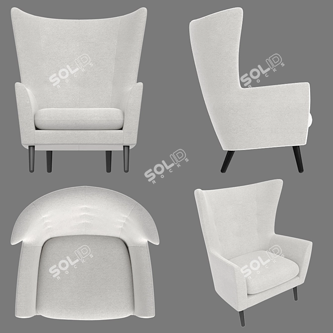 Modern Dolton Armchair: 6 Fabrics, Full Size & Plugin-Free 3D model image 2
