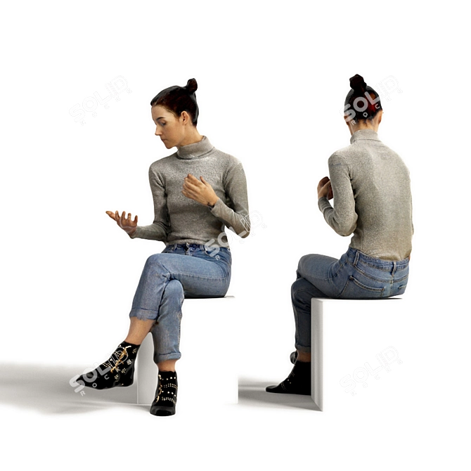 Brigi_03- Realistic 3D Scanned Woman with Varying Colors 3D model image 1