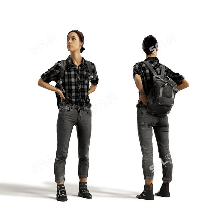 3D Scanned Woman: 3 Color Variations 3D model image 2