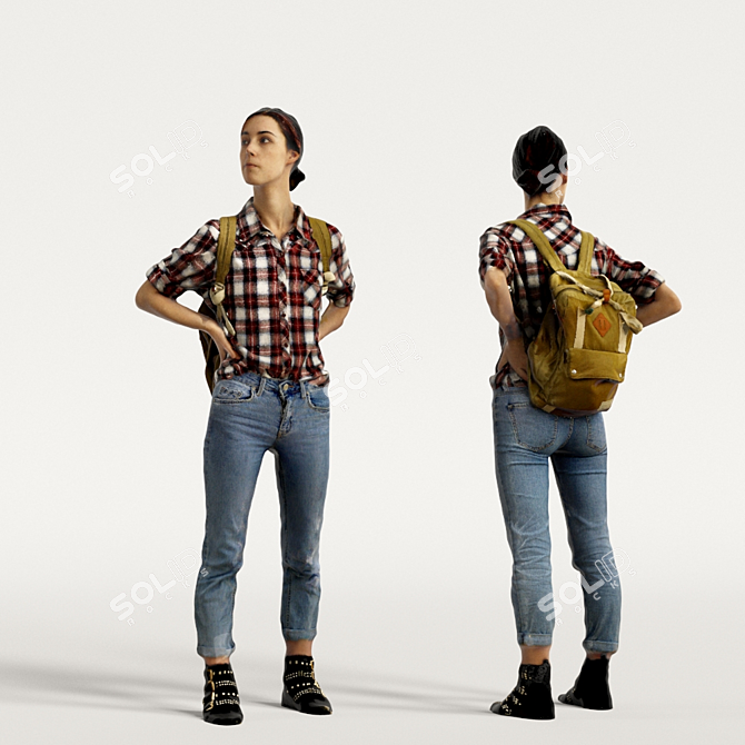 3D Scanned Woman: 3 Color Variations 3D model image 4