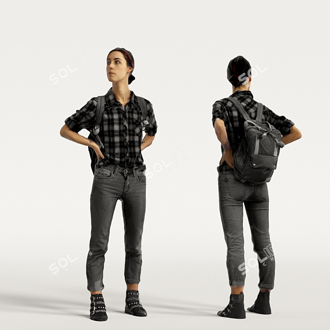 3D Scanned Woman: 3 Color Variations 3D model image 5