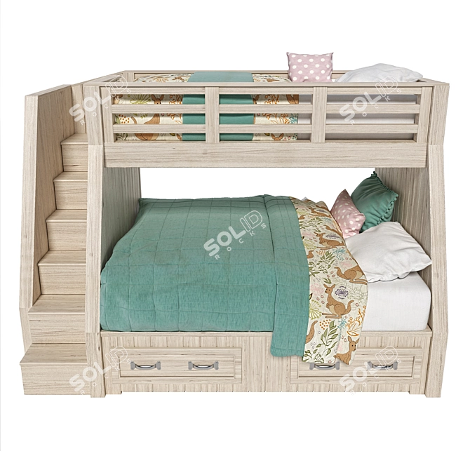 Belden Stair Loft Bed - Space-Saving Solution 3D model image 1