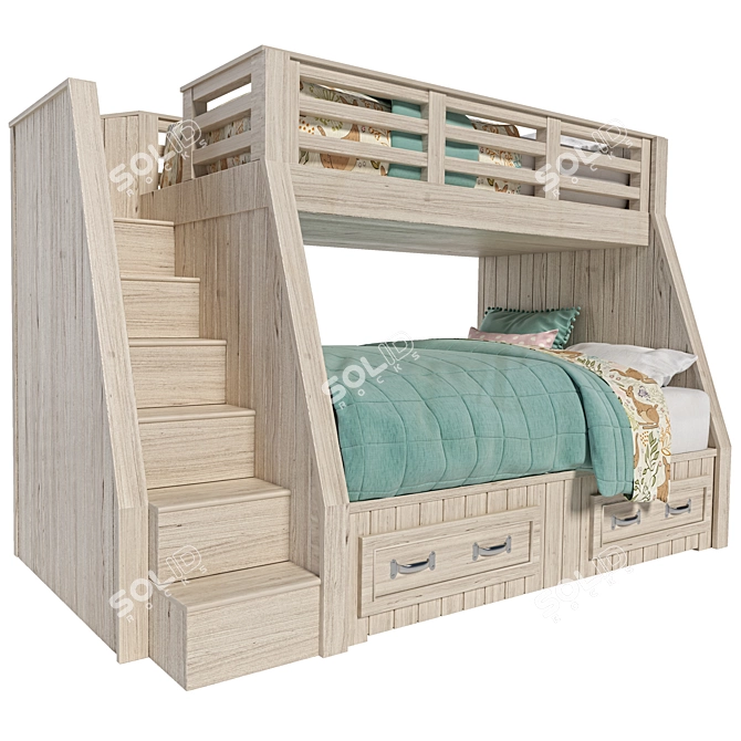 Belden Stair Loft Bed - Space-Saving Solution 3D model image 2