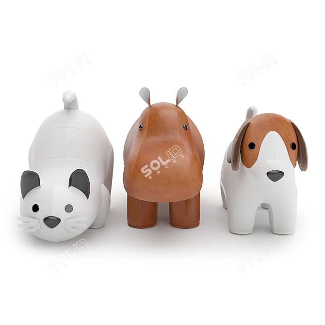 Adorable Beagle Hippo Cat Toy 3D model image 3