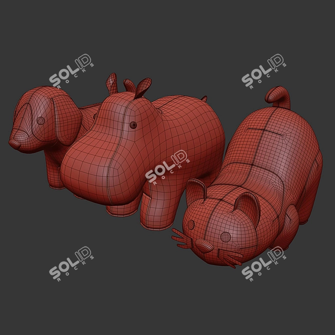 Adorable Beagle Hippo Cat Toy 3D model image 6