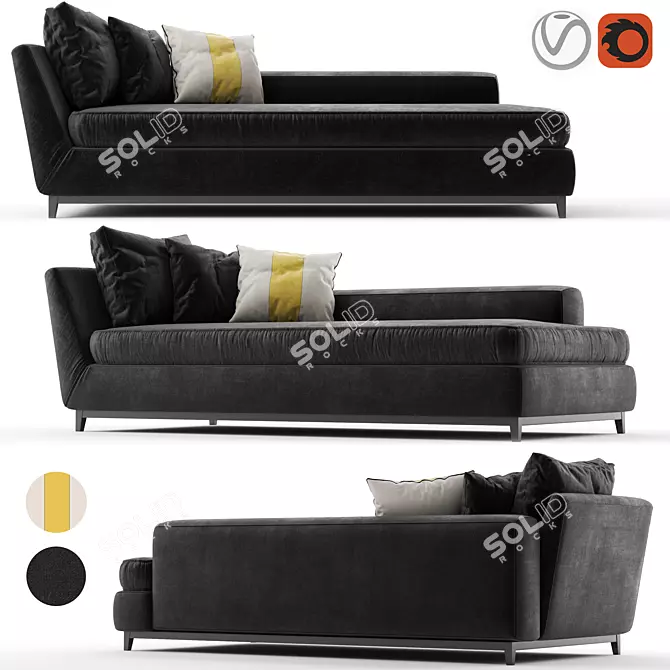 Modern Nino Chaise Lounge 3D model image 1