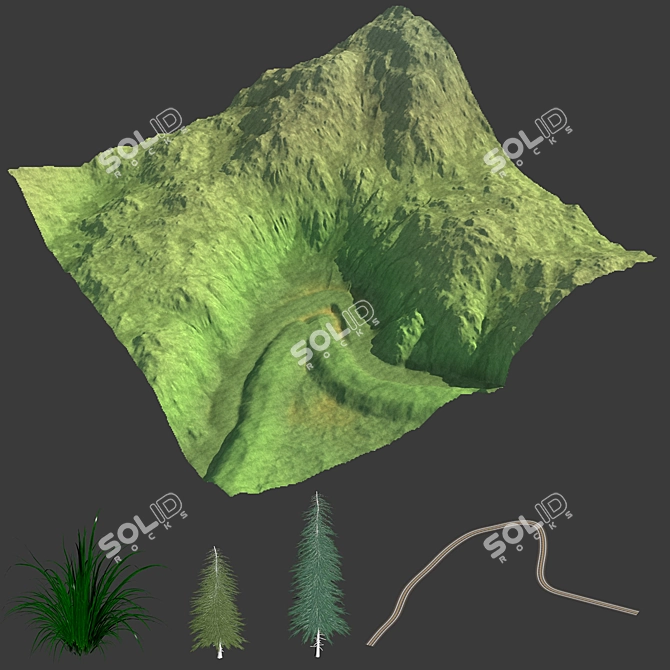 Majestic Mountain Landscape Scene 3D model image 4