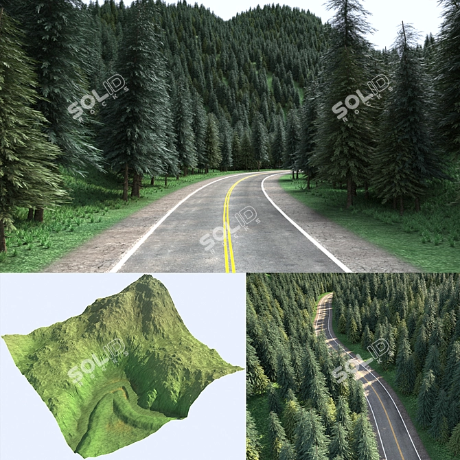 Majestic Mountain Landscape Scene 3D model image 6