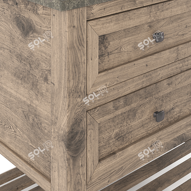 Rustic Brown Single Sink Vanity  3D model image 4