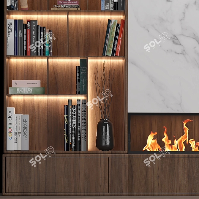 Modern Stone TV Wall Design 3D model image 3