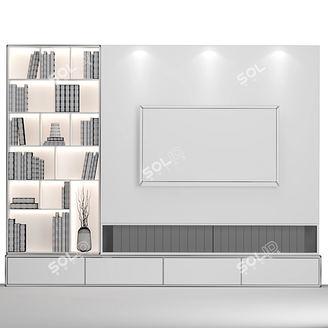 Modern Stone TV Wall Design 3D model image 4