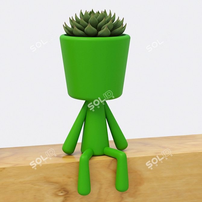 Succulent Man Pot: Quirky, Decorative Flower Pot 3D model image 1