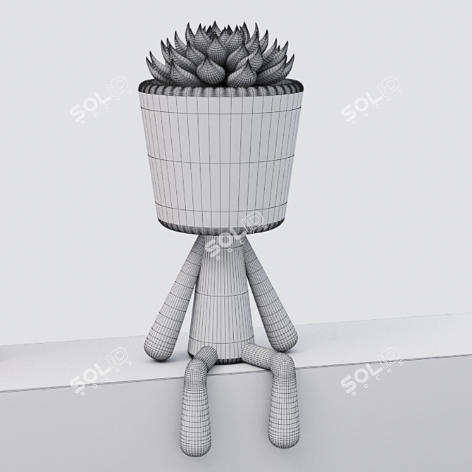 Succulent Man Pot: Quirky, Decorative Flower Pot 3D model image 4