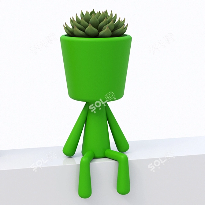 Succulent Man Pot: Quirky, Decorative Flower Pot 3D model image 6