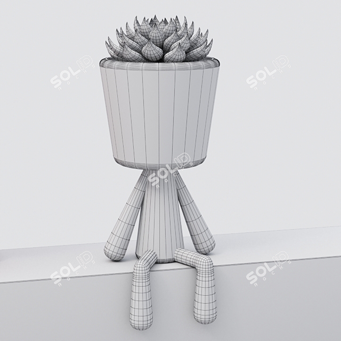 Succulent Man Pot: Quirky, Decorative Flower Pot 3D model image 9