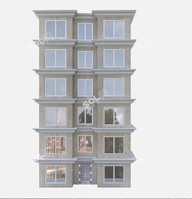 Modern Building Facades: Polys-5.421, Verts-6.198 3D model image 1