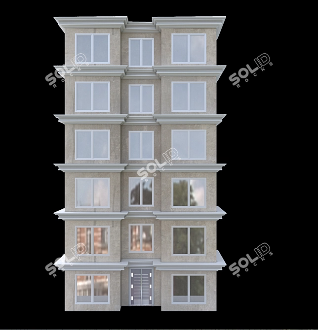 Modern Building Facades: Polys-5.421, Verts-6.198 3D model image 2