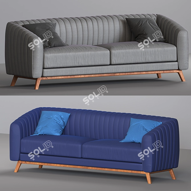 Elegant Corona Sofa: 2 Fabric Options 3D model image 1