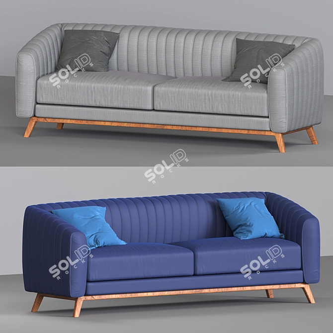 Elegant Corona Sofa: 2 Fabric Options 3D model image 2