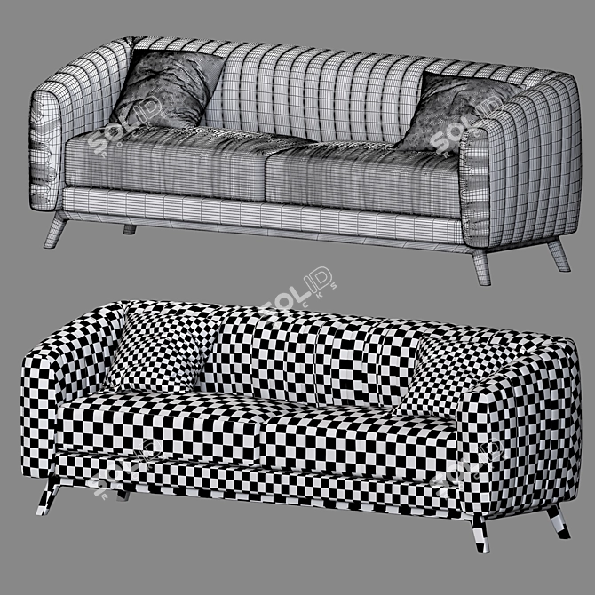 Elegant Corona Sofa: 2 Fabric Options 3D model image 3