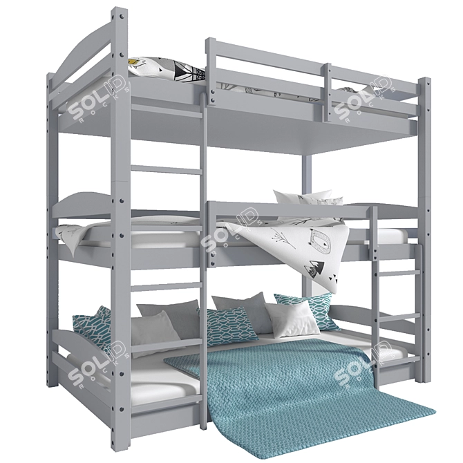 Greyleigh Moorcroft Triple Twin Bed 3D model image 1