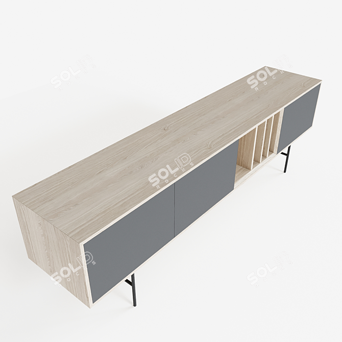 Contemporary Oak TV Cabinet 3D model image 5