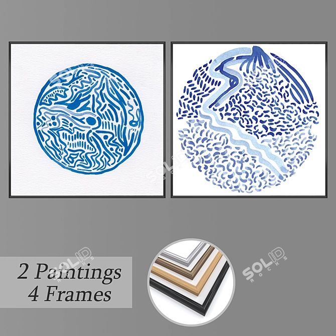 Artful Impressions: Set of 2 Paintings 3D model image 1