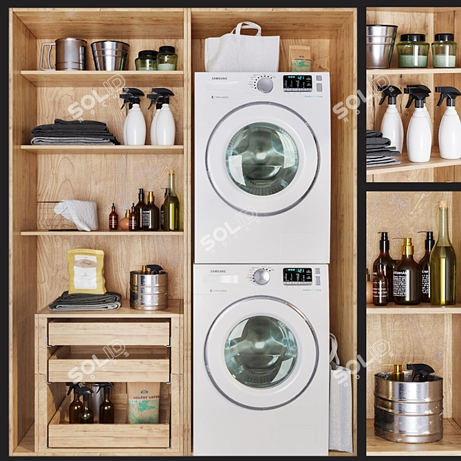 Vintage Laundry Room Decor 3D model image 1