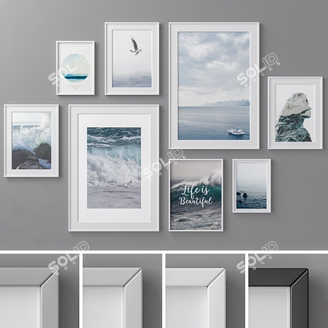 Multicolor Photo Frames Set 3D model image 1