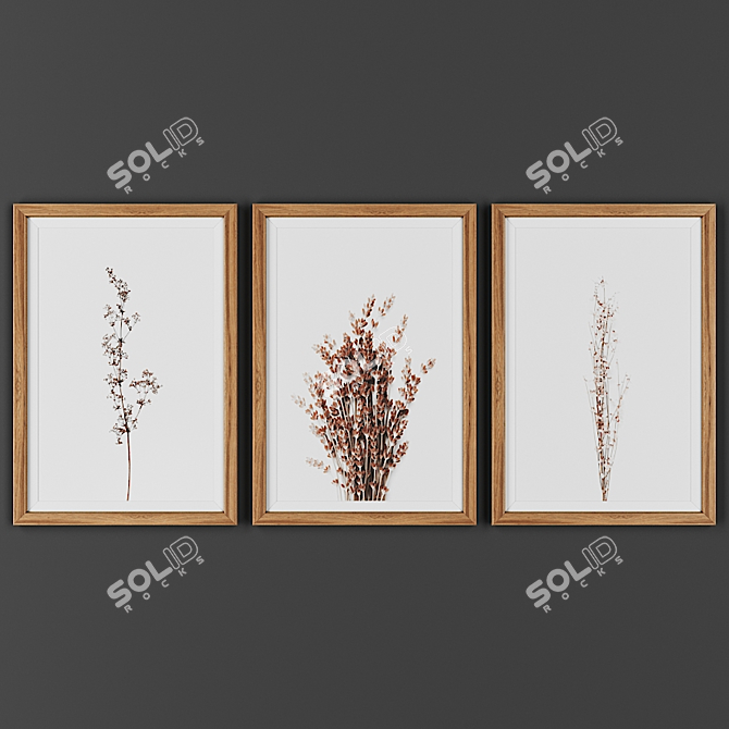 3-Piece Wooden Picture Frame Collection 3D model image 1