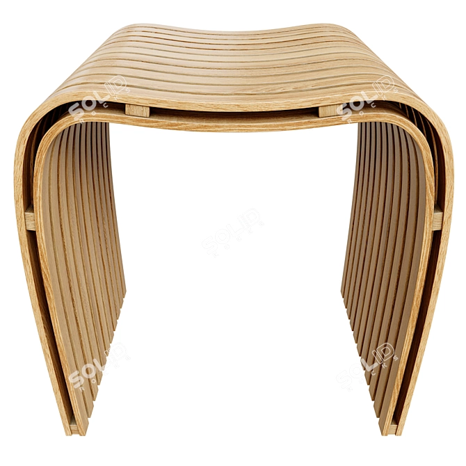 Relax in Style: Bamboo Spa Stool 3D model image 2