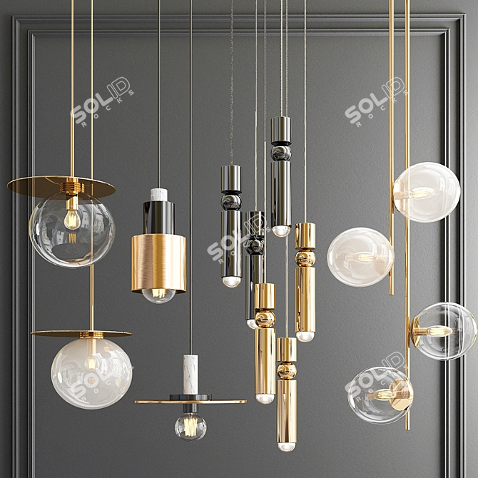 Elegant Hanging Lights Collection 3D model image 1