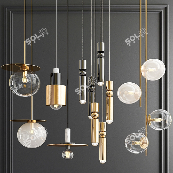 Elegant Hanging Lights Collection 3D model image 2