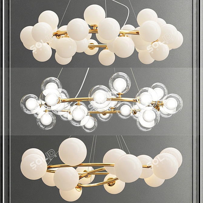 Milk Bubble Glass Chandelier 3D model image 1