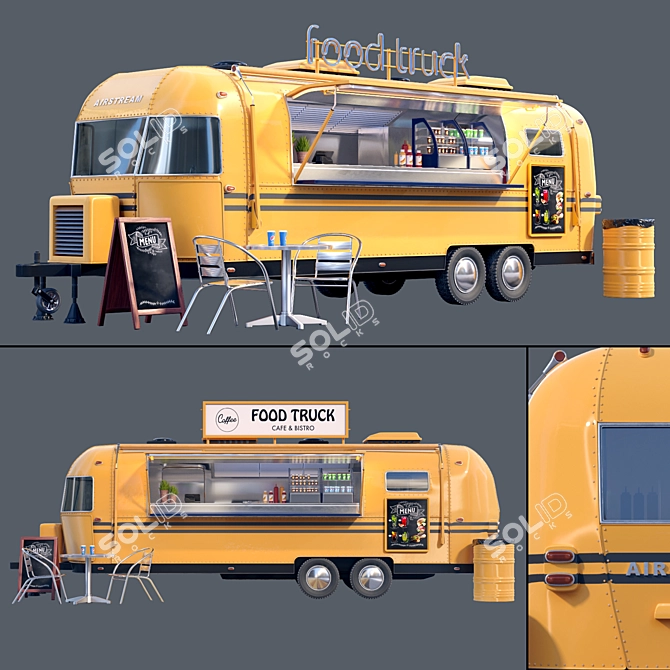 Vintage Airstream Food Truck 3D model image 1