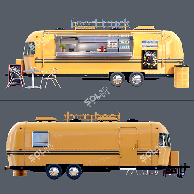 Vintage Airstream Food Truck 3D model image 2