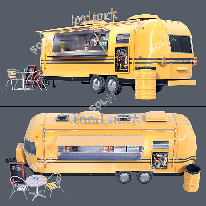 Vintage Airstream Food Truck 3D model image 3