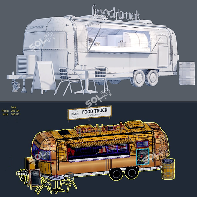 Vintage Airstream Food Truck 3D model image 5