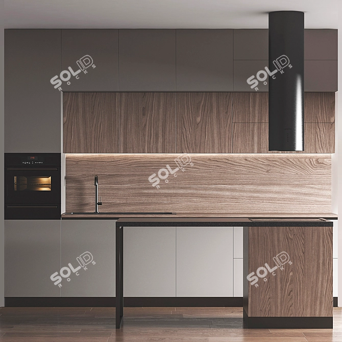 Modern Style Kitchen Set with High-Quality Models for Beautiful Renderings 3D model image 1