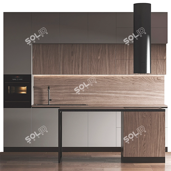 Modern Style Kitchen Set with High-Quality Models for Beautiful Renderings 3D model image 6