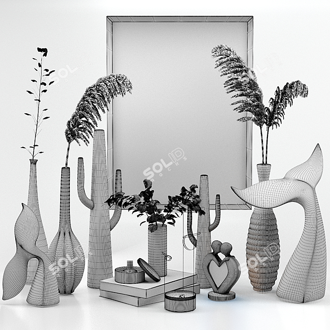 Saguaro Cactus Metal Sculpture Set 3D model image 3