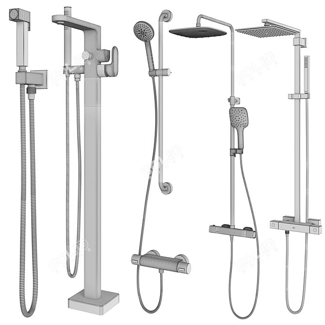 Hygienic Shower Sets by Ravak, GROHE, Villeroy&Boch 3D model image 4