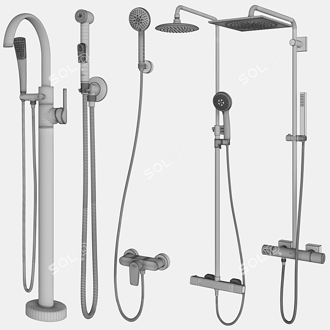 Hygiene Showers Set 92: Ravak, GROHE, Villeroy & Boch 3D model image 4